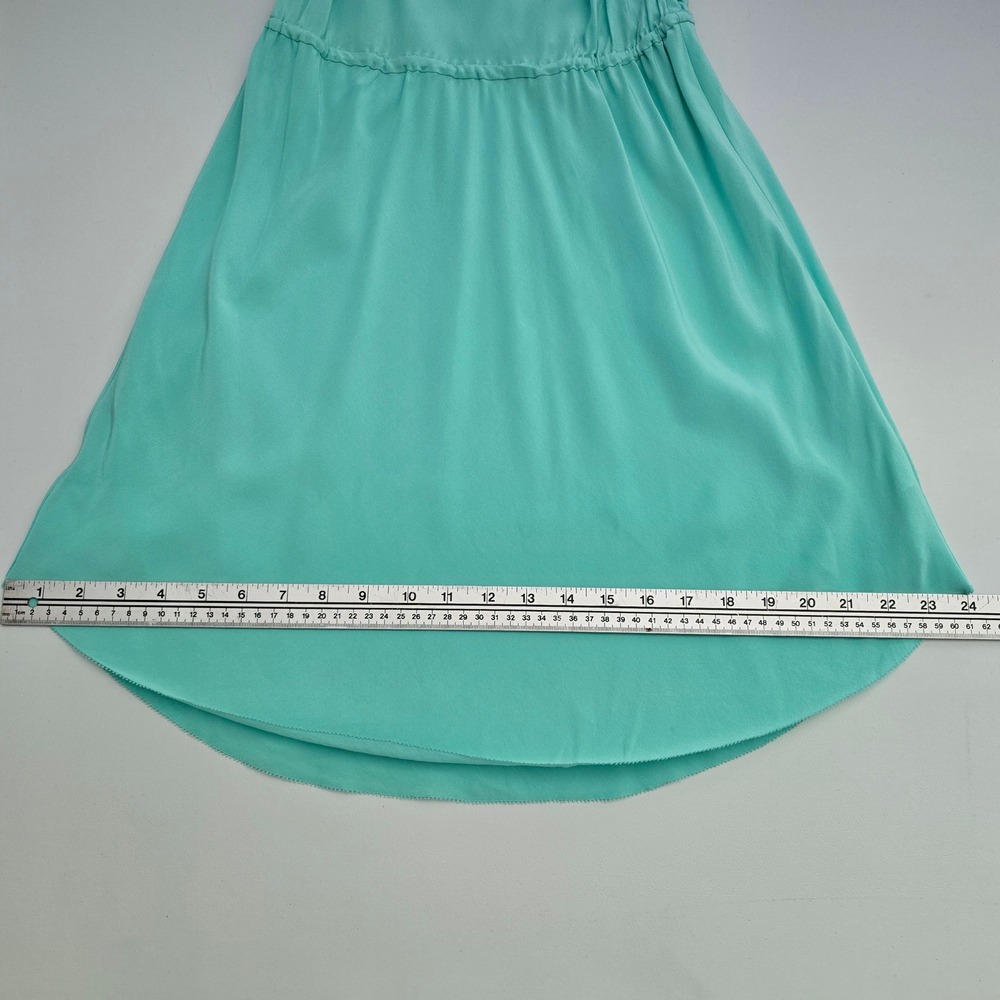 Wilfred Women's Aquamarine 100% Silk Ruffle Mini Slip Spaghetti Straps Dress S - Picture 10 of 11